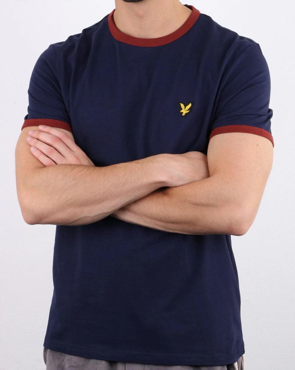 Lyle And Scott Ringer T Shirt Navy/Burgundy - Image 3