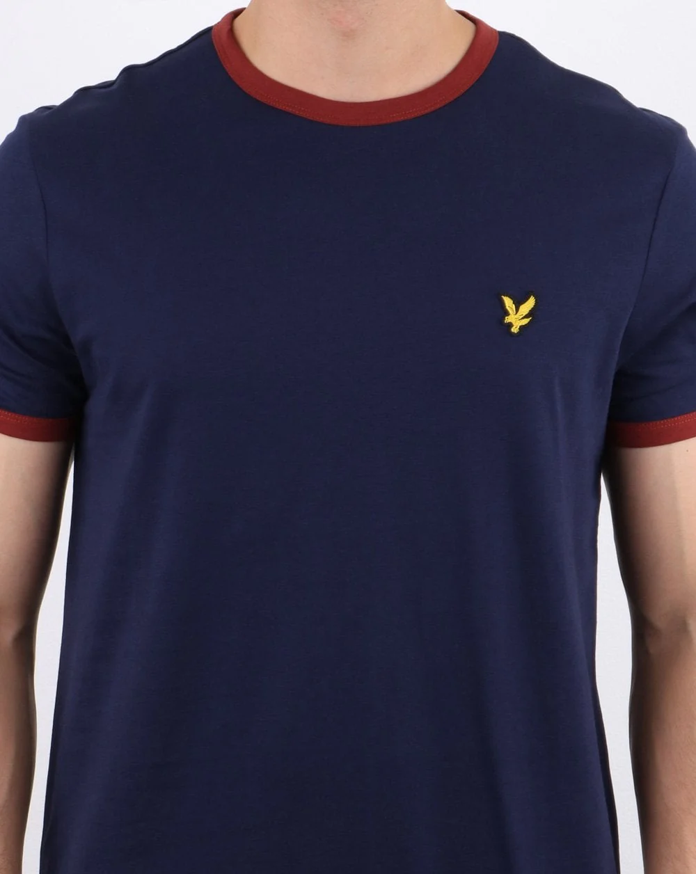 Lyle And Scott Ringer T Shirt Navy/Burgundy - Image 4