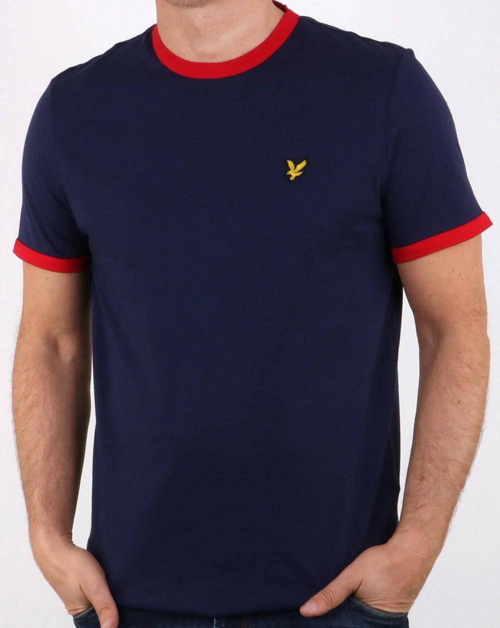 Lyle And Scott Ringer T Shirt Navy/dark Red - Image 2