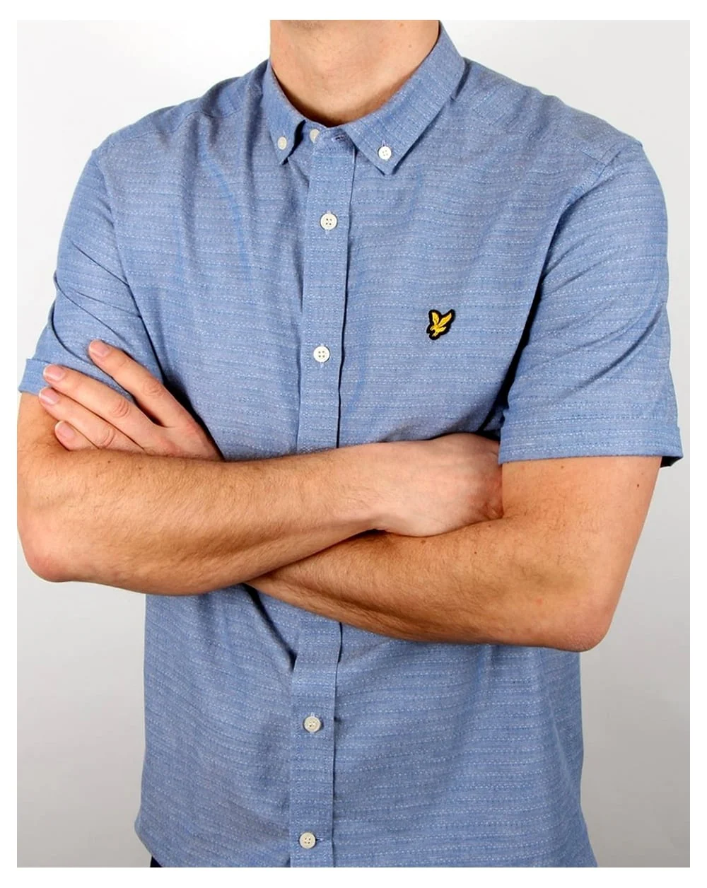 Lyle And Scott S/S Multi Coloured Running Stitch Shirt True Blue