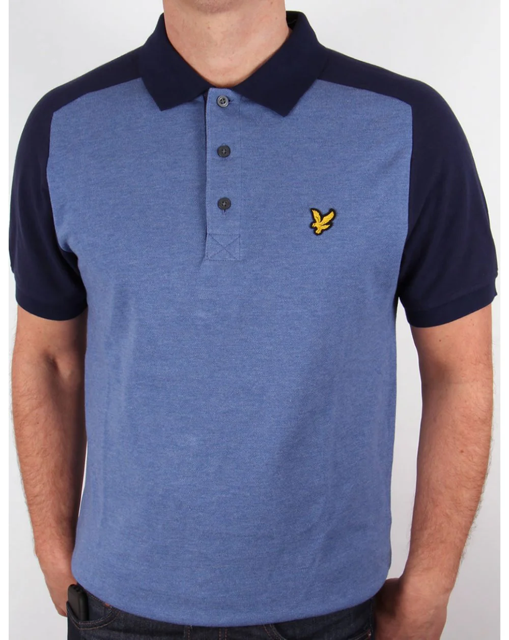 Lyle And Scott Saddle Shoulder Polo Shirt Navy Marl