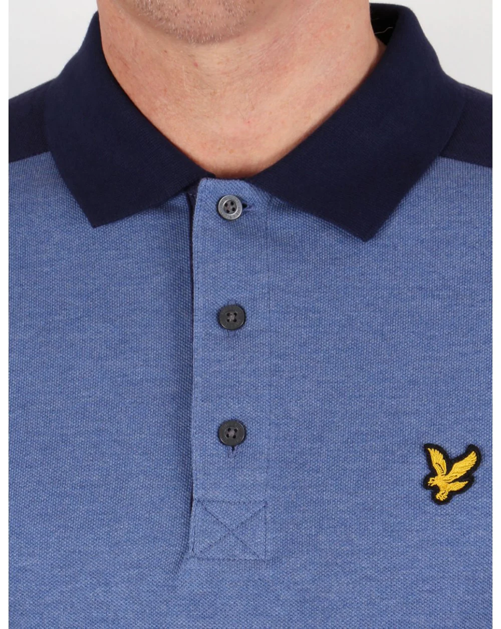 Lyle And Scott Saddle Shoulder Polo Shirt Navy Marl - Image 2