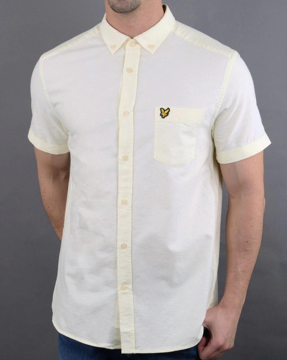 Lyle And Scott Short Sleeve Oxford Shirt Buttercream - Image 2