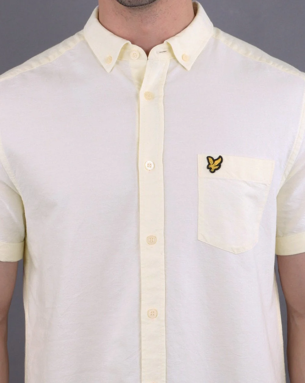 Lyle And Scott Short Sleeve Oxford Shirt Buttercream - Image 3