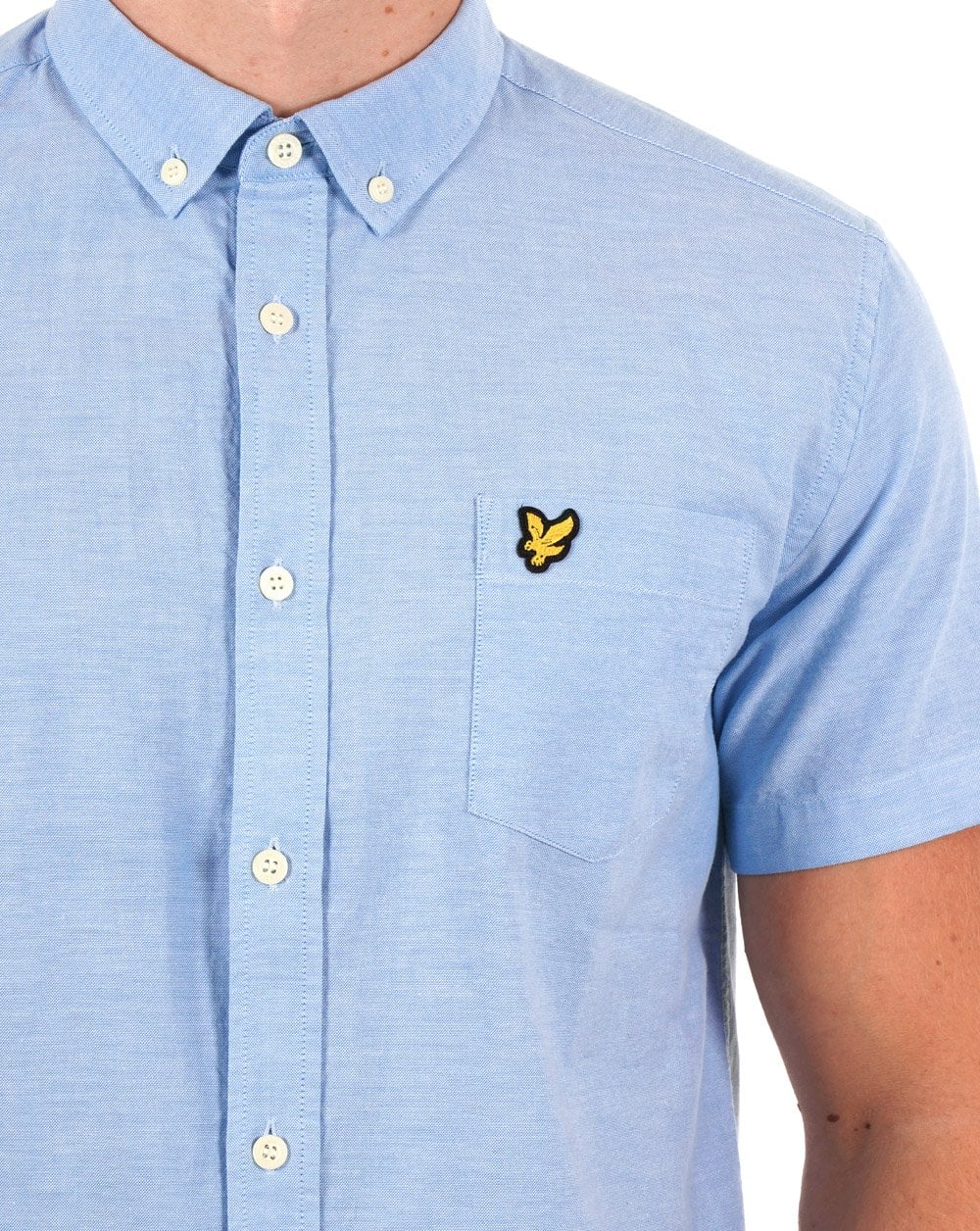 Lyle And Scott Short Sleeve Oxford Shirt in Sky Blue - Image 2