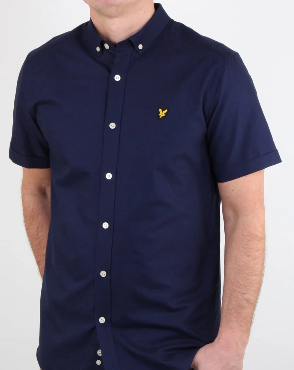 Lyle And Scott Short Sleeve Oxford Shirt Navy - Image 3