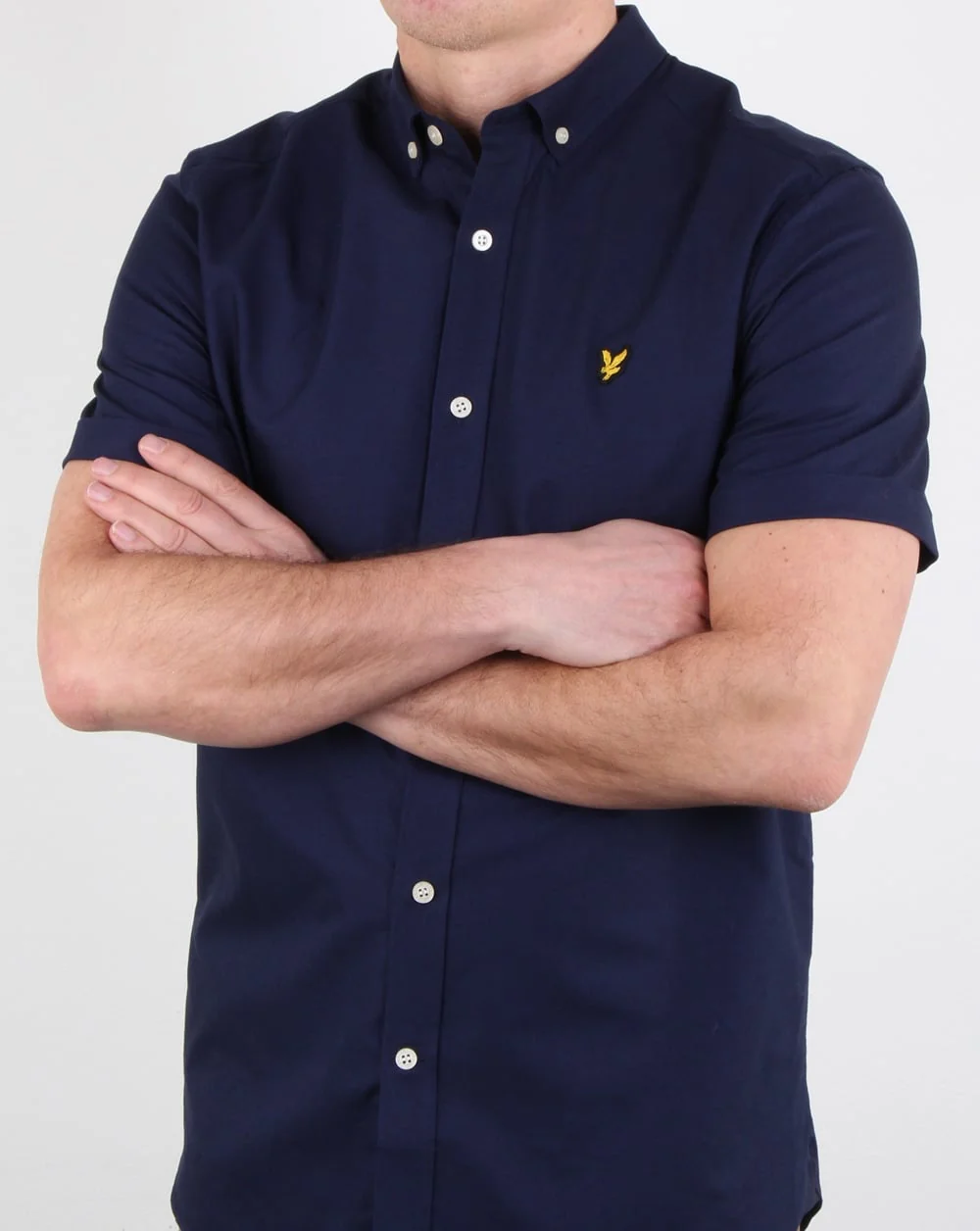 Lyle And Scott Short Sleeve Oxford Shirt Navy - Image 4