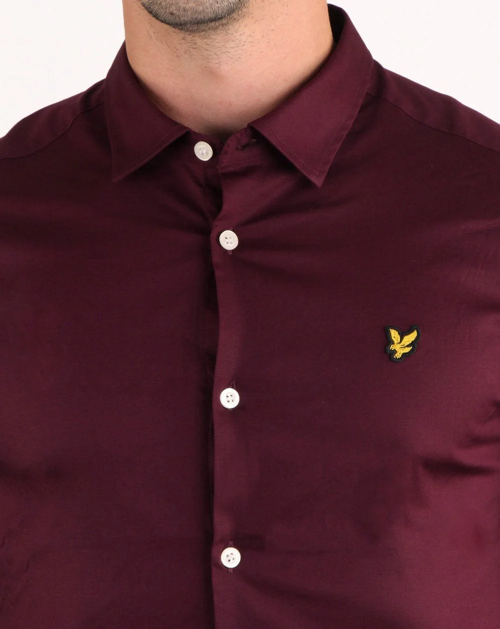 Lyle And Scott Slim Fit Poplin Shirt Burgundy - Image 4