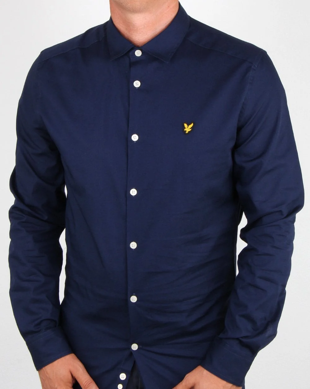 Lyle And Scott Slim Fit Poplin Shirt Navy - Image 3
