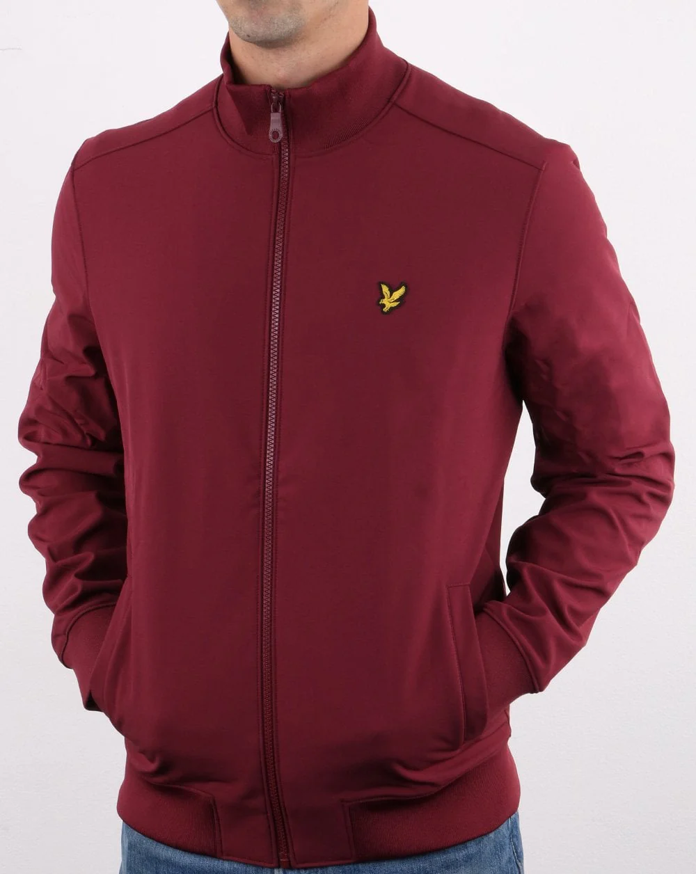 Lyle And Scott Softshell Funnel Neck Zip Through Jacket Burgundy - Image 3
