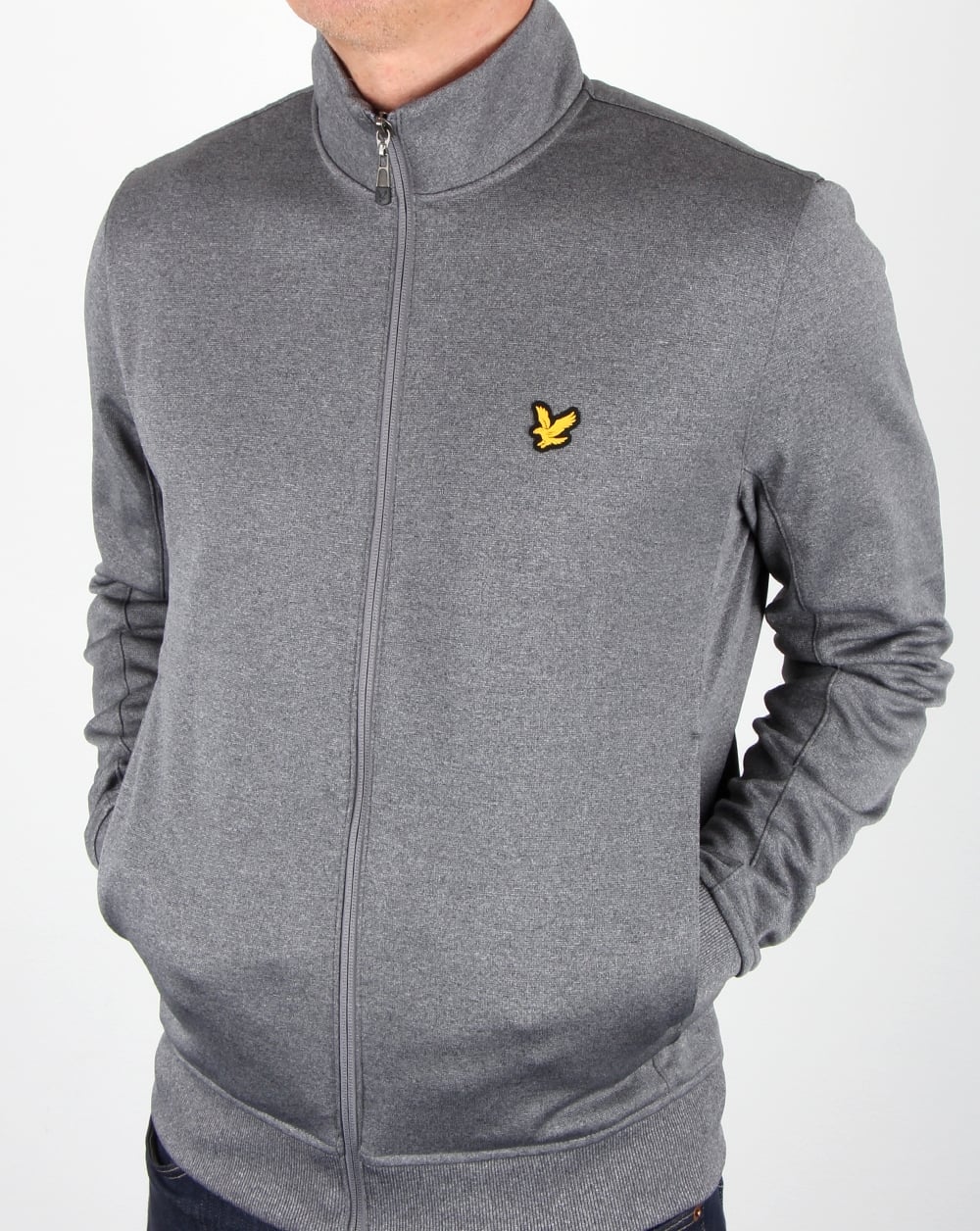 Lyle And Scott Steel Grey Funnel Neck Track Top - Image 3