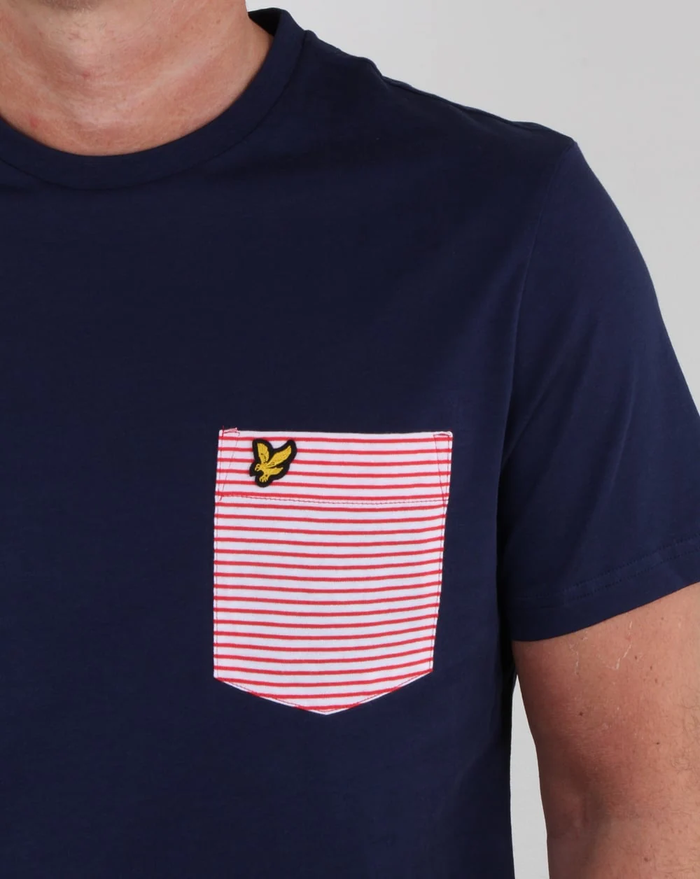 Lyle And Scott Stripe Pocket T Shirt Navy - Image 2