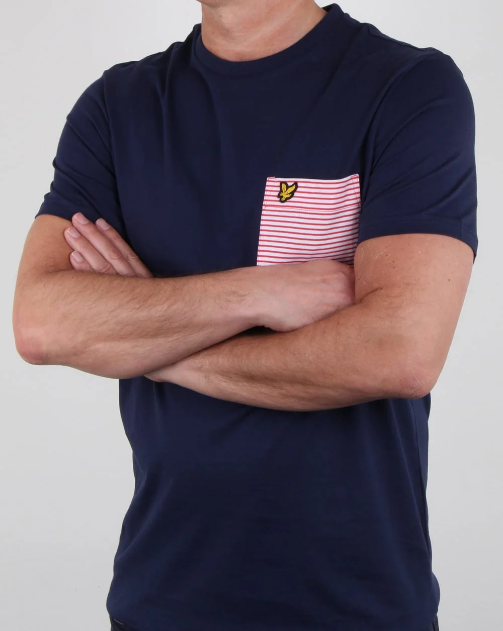 Lyle And Scott Stripe Pocket T Shirt Navy - Image 3