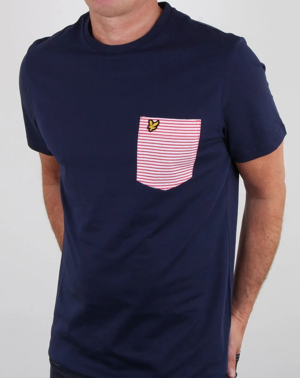 Lyle And Scott Stripe Pocket T Shirt Navy - Image 4