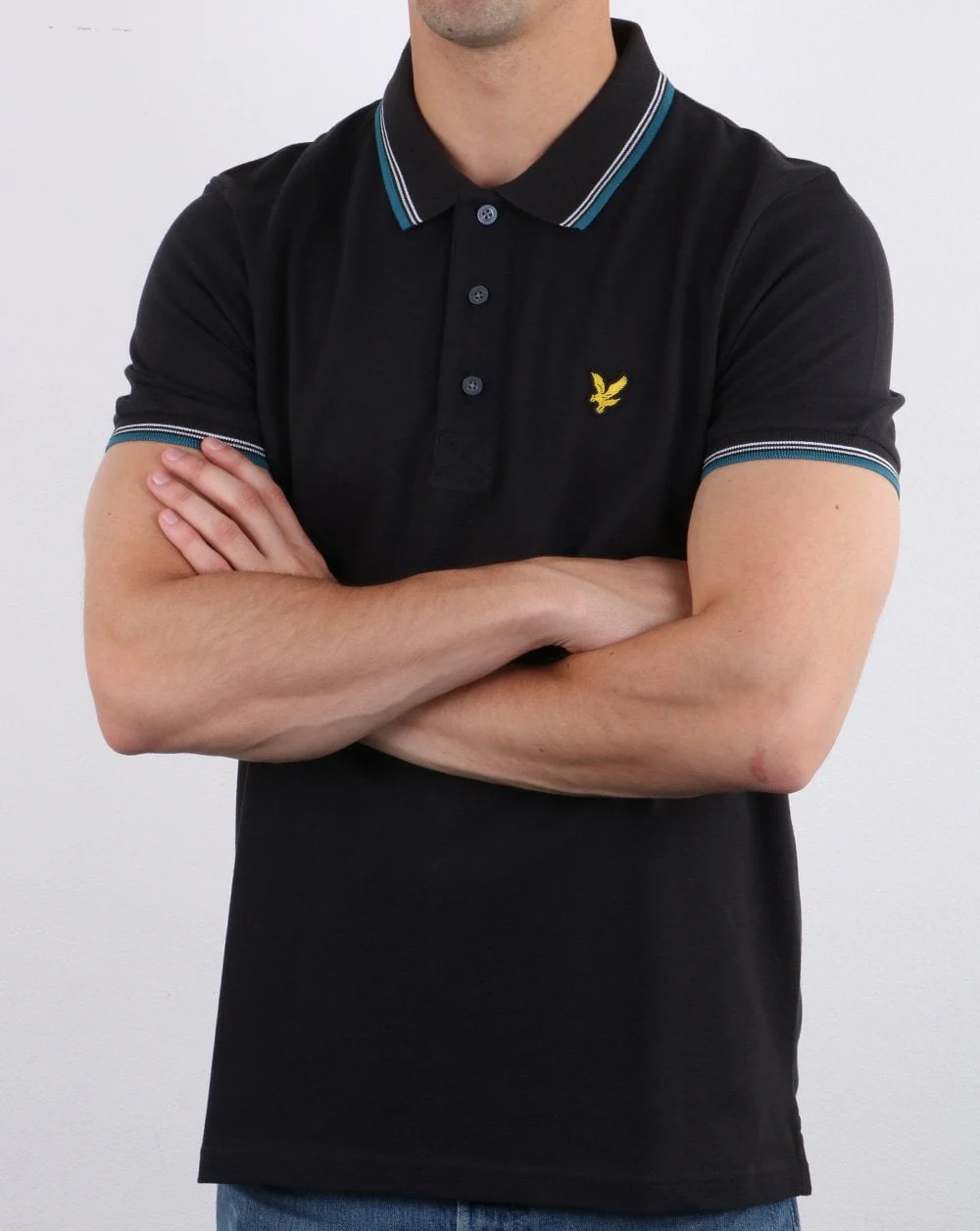 Lyle And Scott Tipped Polo Shirt Black/Petrol - Image 3