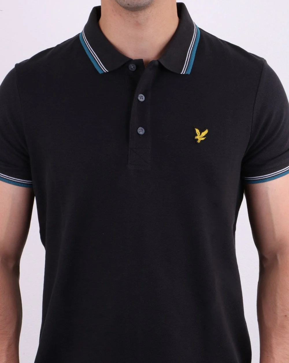 Lyle And Scott Tipped Polo Shirt Black/Petrol - Image 4