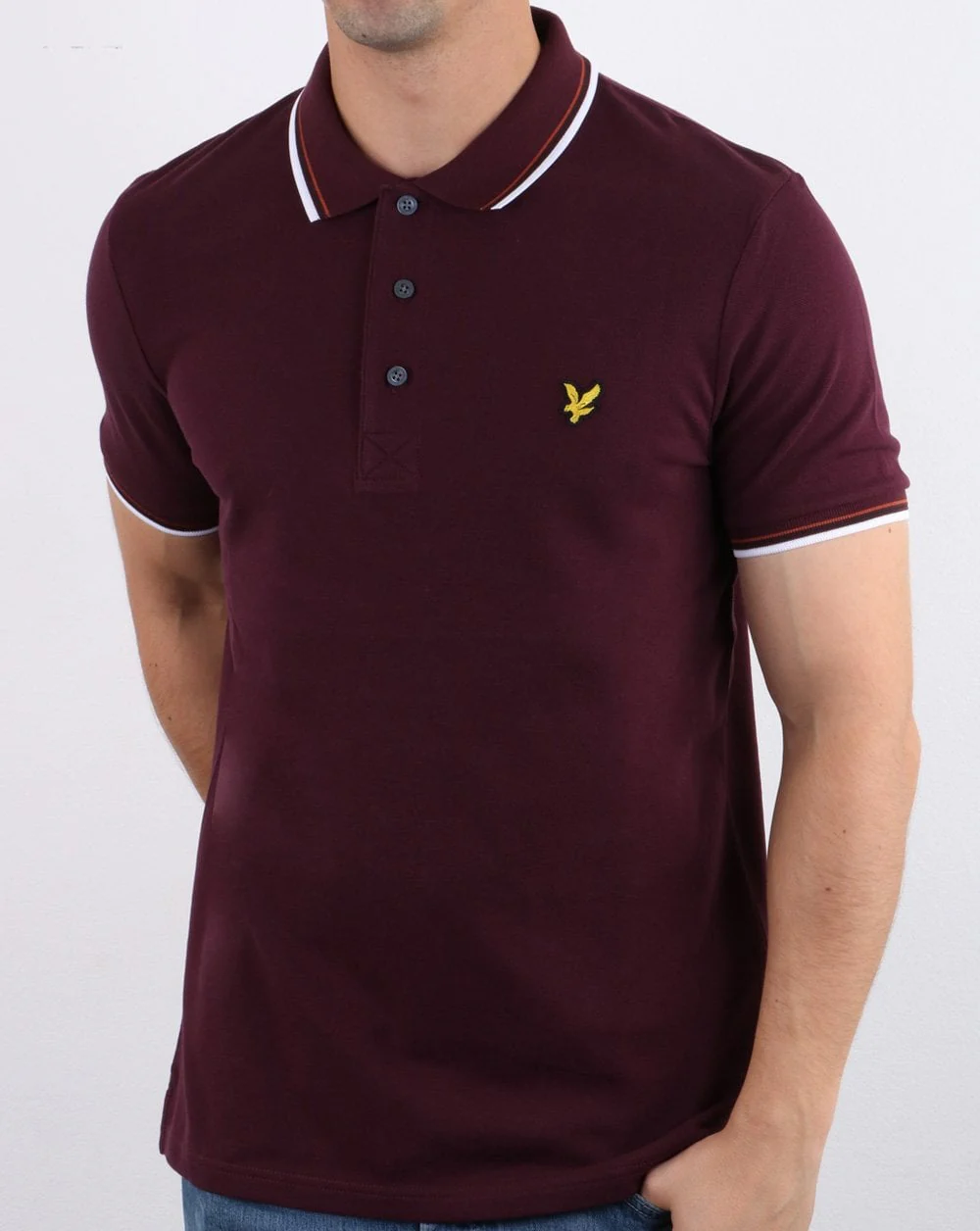Lyle And Scott Tipped Polo Shirt Burgundy/White - Image 2
