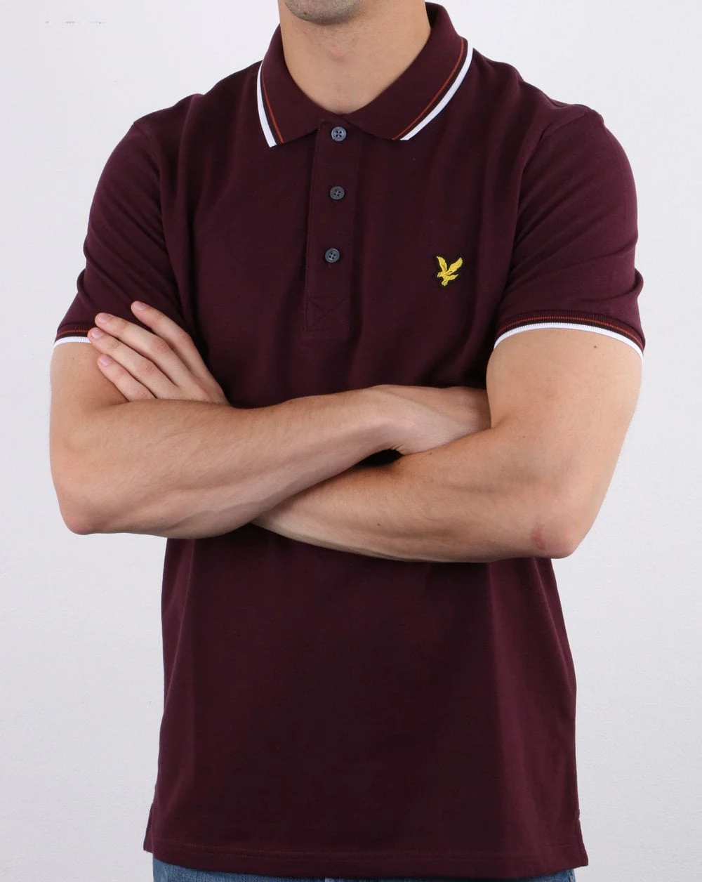 Lyle And Scott Tipped Polo Shirt Burgundy/White - Image 3