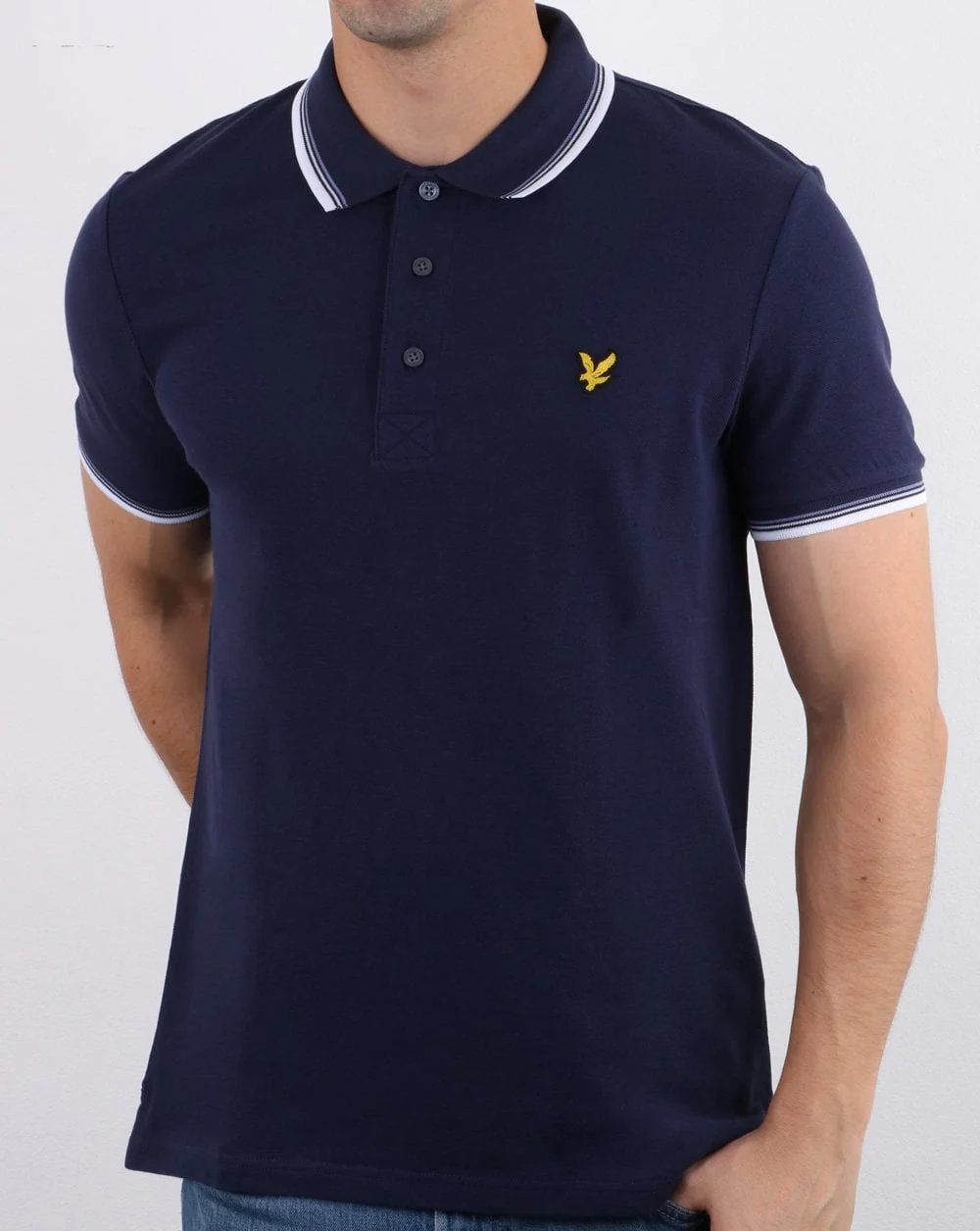 Lyle And Scott Tipped Polo Shirt Navy/White - Image 2