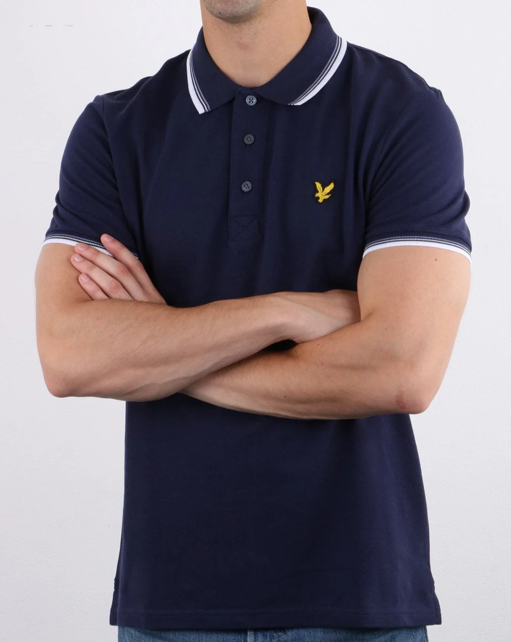 Lyle And Scott Tipped Polo Shirt Navy/White - Image 3