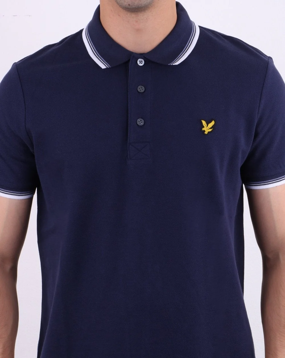 Lyle And Scott Tipped Polo Shirt Navy/White - Image 4