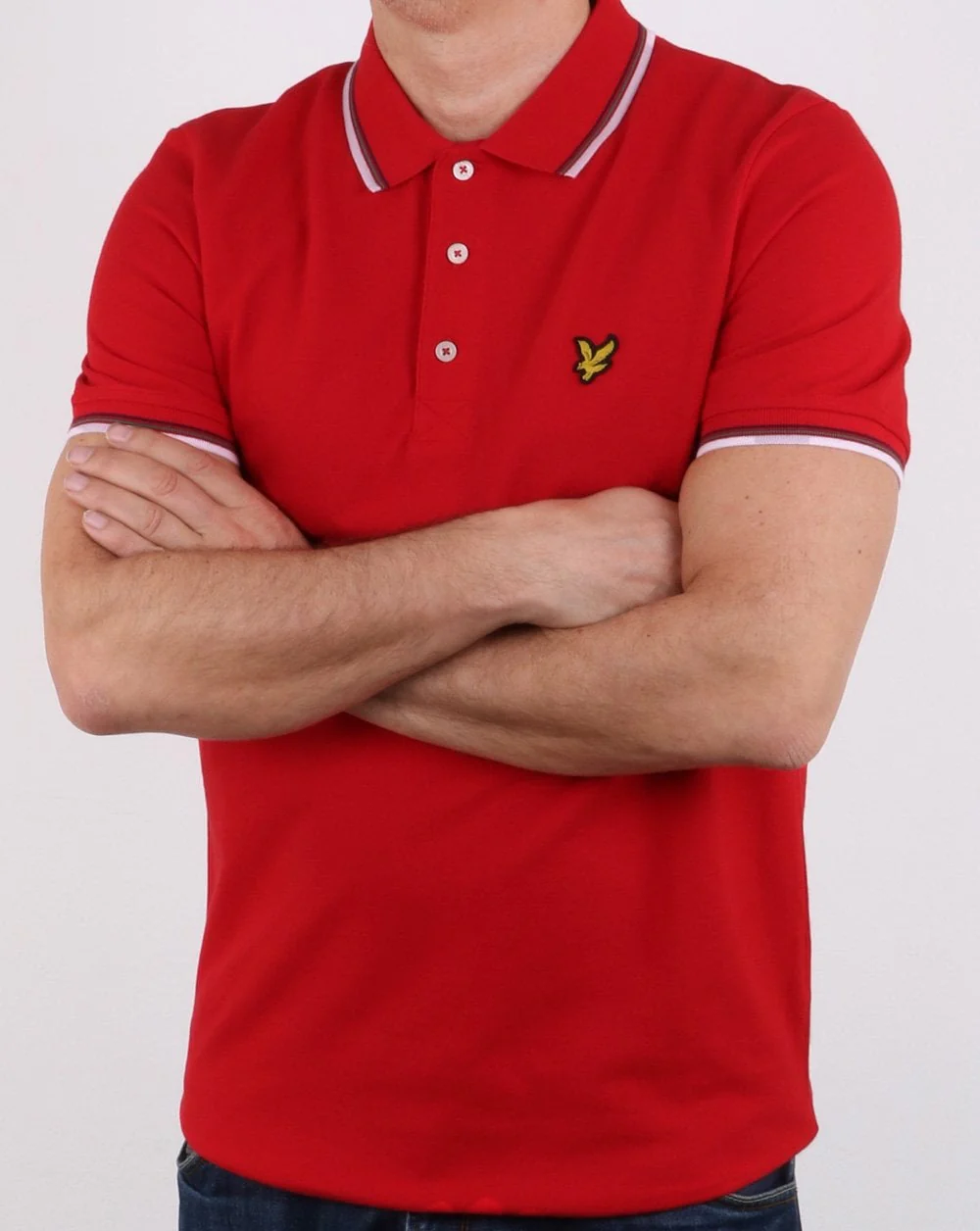 Lyle And Scott Tipped Polo Shirt Red - Image 2