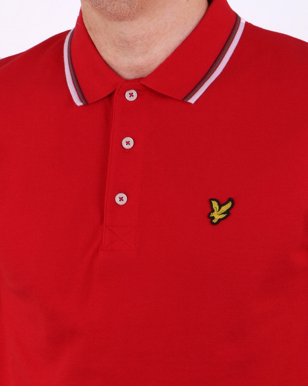 Lyle And Scott Tipped Polo Shirt Red - Image 3
