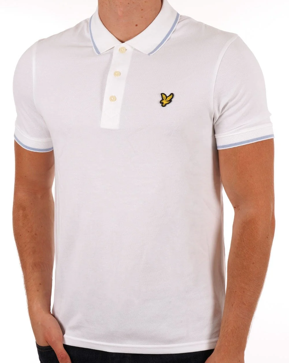 Lyle And Scott Tipped Polo Shirt White/Light Blue - Image 2