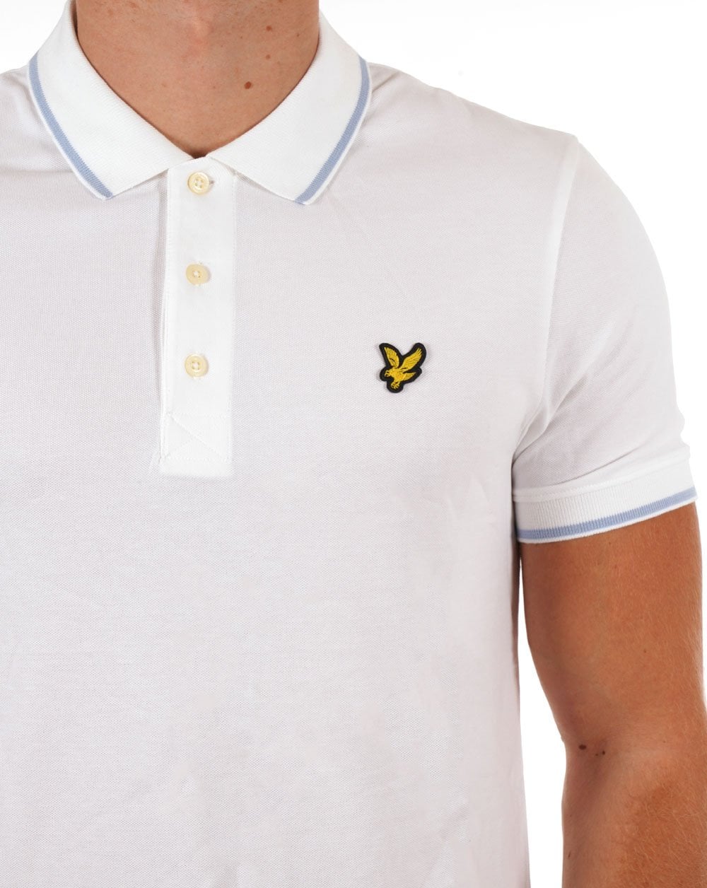 Lyle And Scott Tipped Polo Shirt White/Light Blue - Image 3