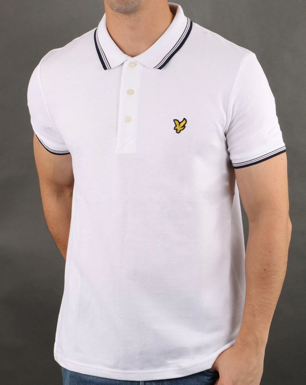 Lyle And Scott Tipped Polo Shirt White/Navy - Image 2