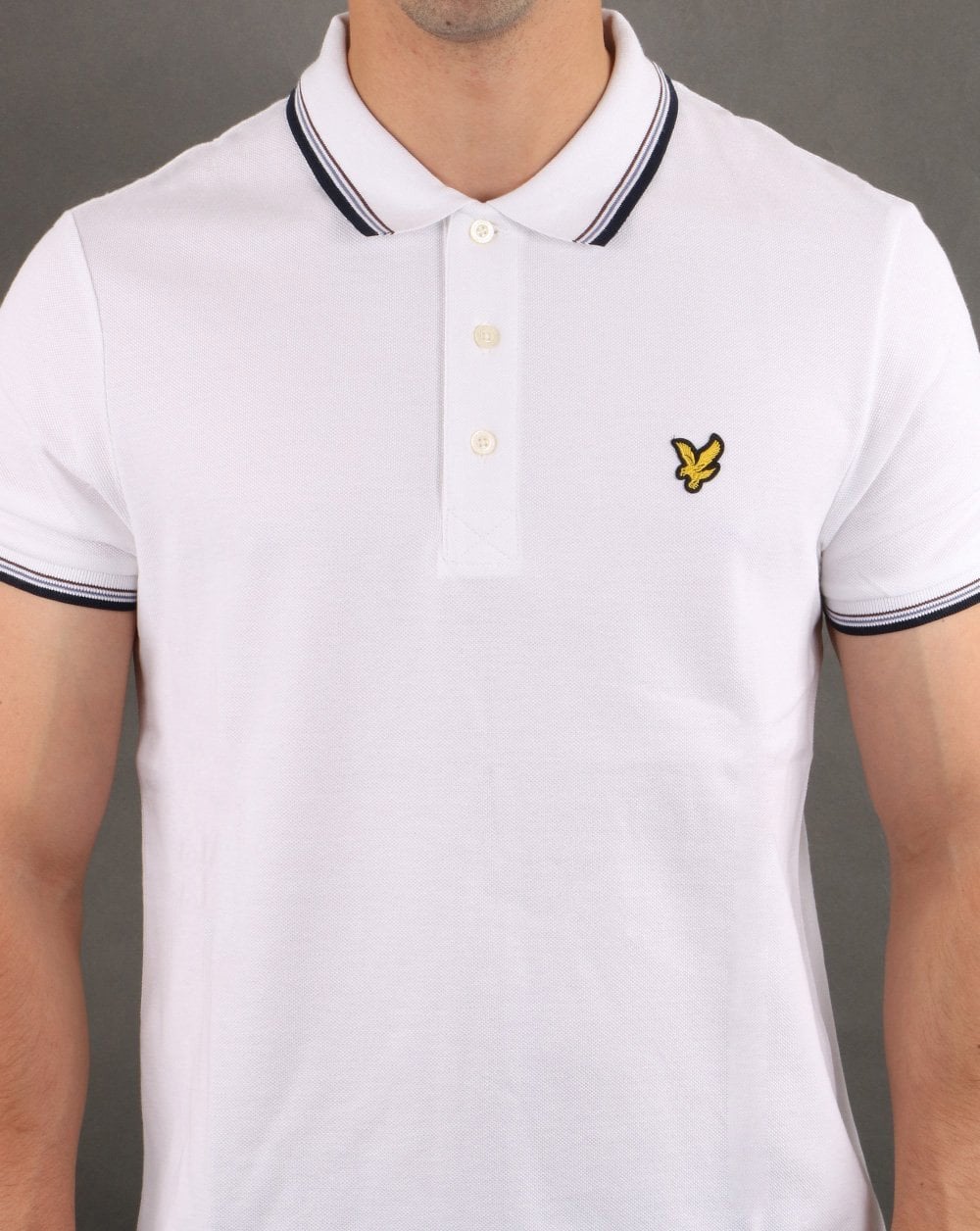 Lyle And Scott Tipped Polo Shirt White/Navy - Image 3