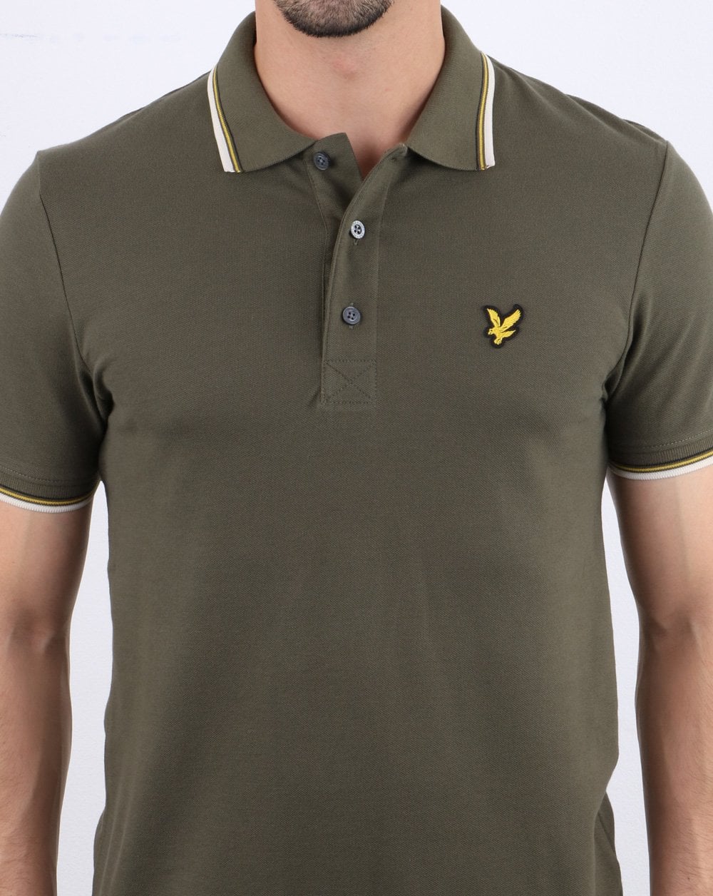 Lyle And Scott Tipped Slim Fit Polo Shirt Olive/white - Image 4