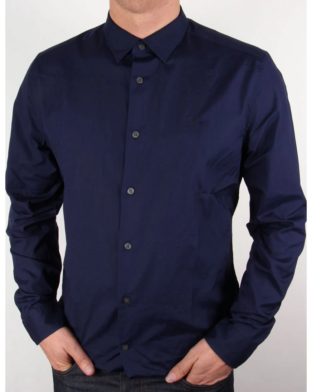 Lyle And Scott Tonal Badge L/s Poplin Shirt Navy Blue