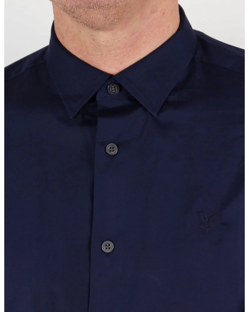 Lyle And Scott Tonal Badge L/s Poplin Shirt Navy Blue - Image 2
