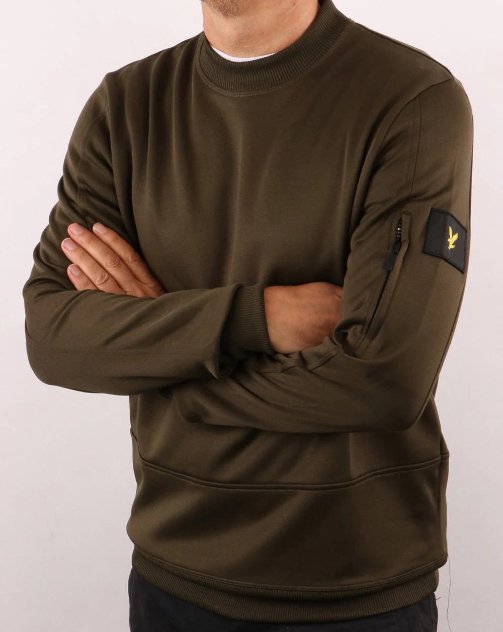Lyle And Scott Tricot Crew Neck Sweatshirt Olive - Image 2