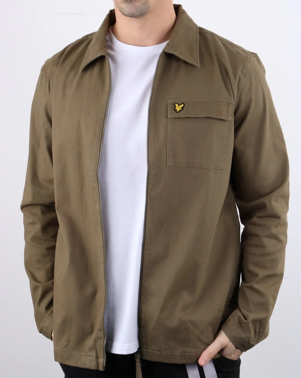 Lyle And Scott Twill Overshirt Khaki - Image 2