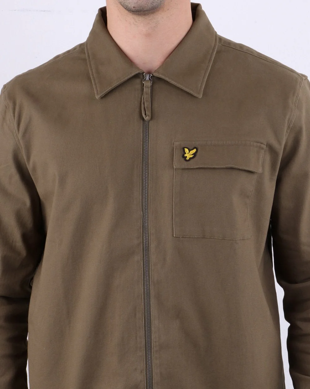 Lyle And Scott Twill Overshirt Khaki - Image 5