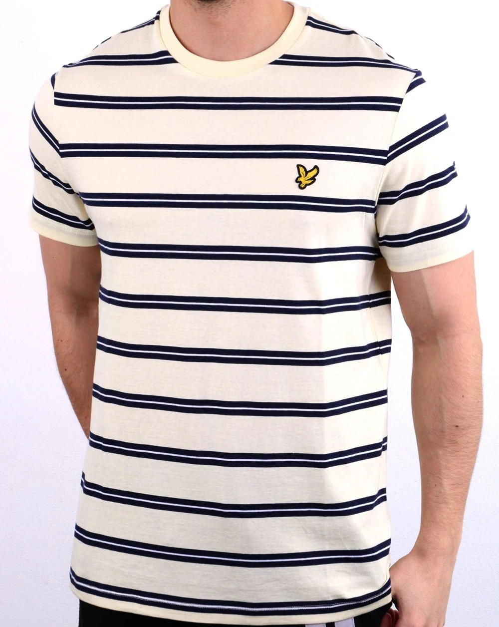 Lyle And Scott Wide Double Stripe T-shirt Buttercream - Image 2