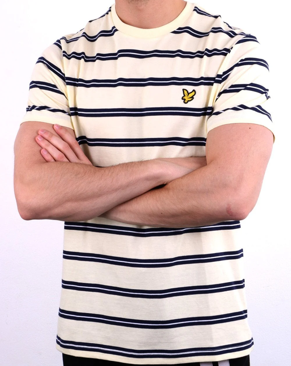Lyle And Scott Wide Double Stripe T-shirt Buttercream - Image 3