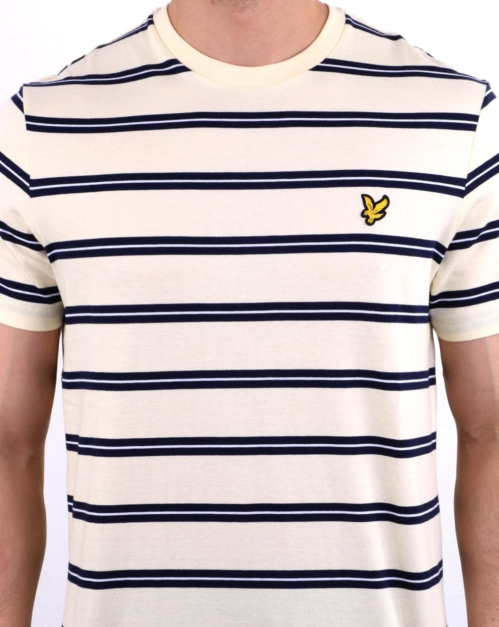 Lyle And Scott Wide Double Stripe T-shirt Buttercream - Image 4