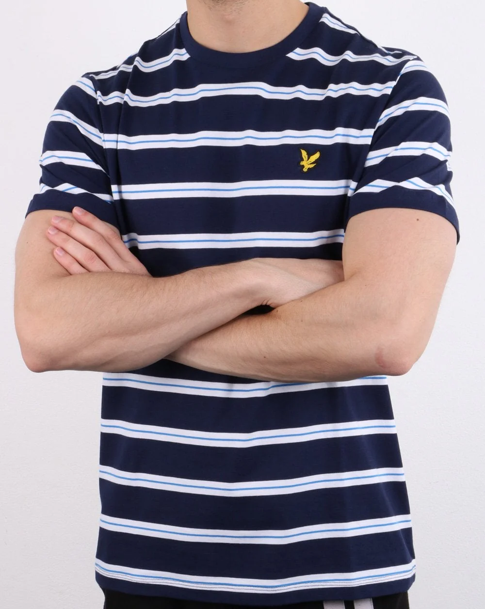 Lyle And Scott Wide Double Stripe T-shirt Navy - Image 3