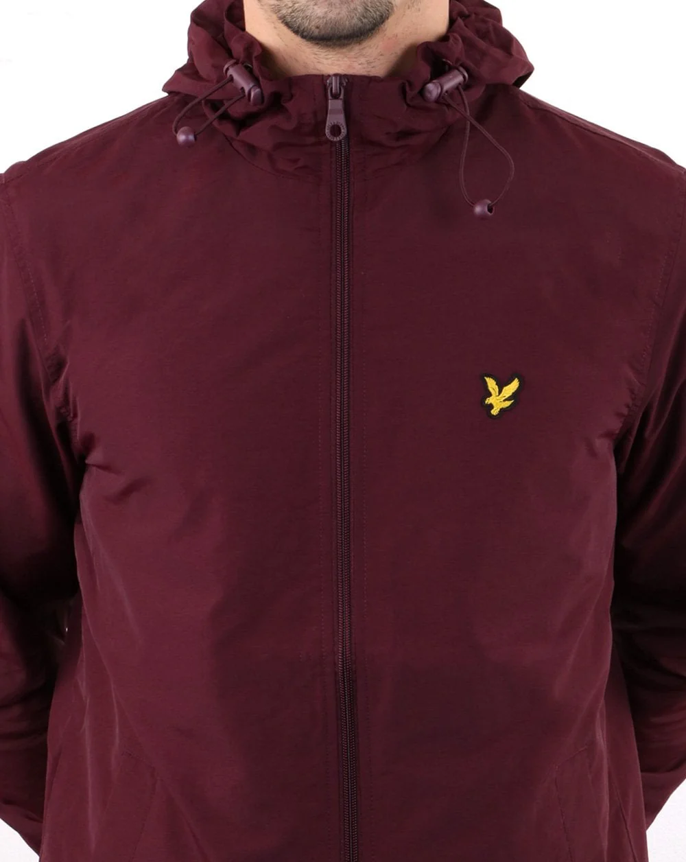 Lyle And Scott Zip Through Hooded Jacket Burgundy - Image 2