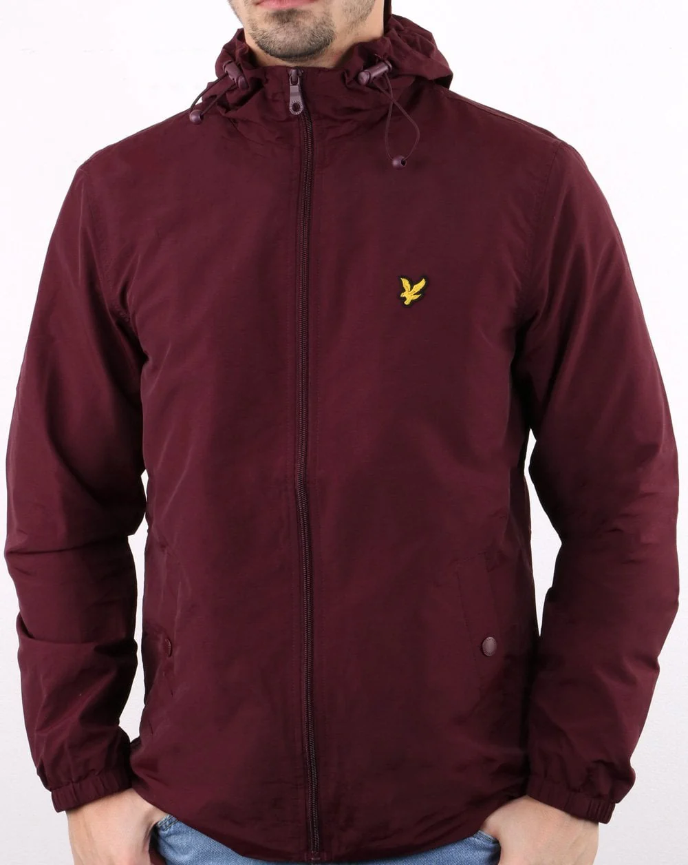 Lyle And Scott Zip Through Hooded Jacket Burgundy - Image 3