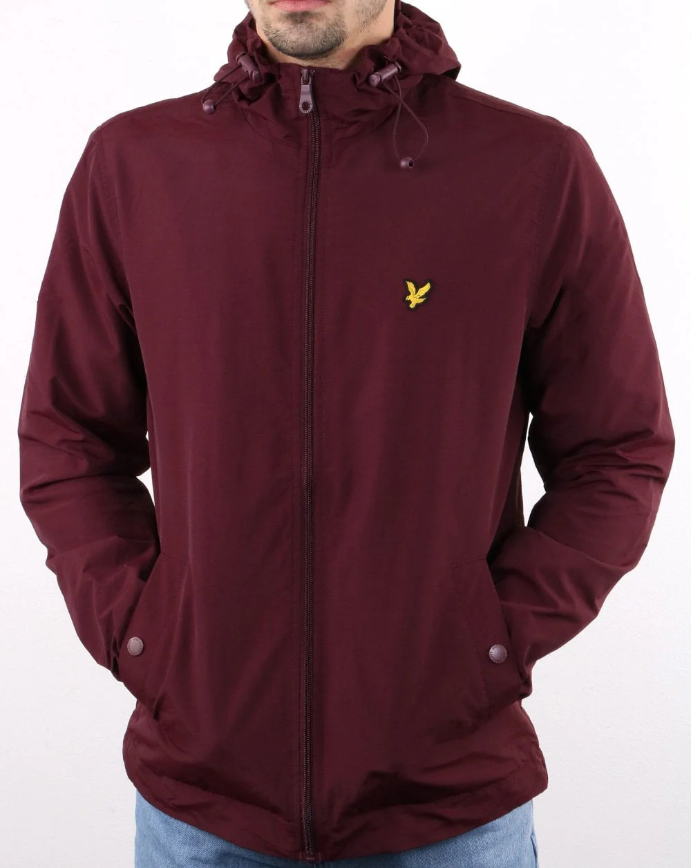 Lyle And Scott Zip Through Hooded Jacket Burgundy - Image 4