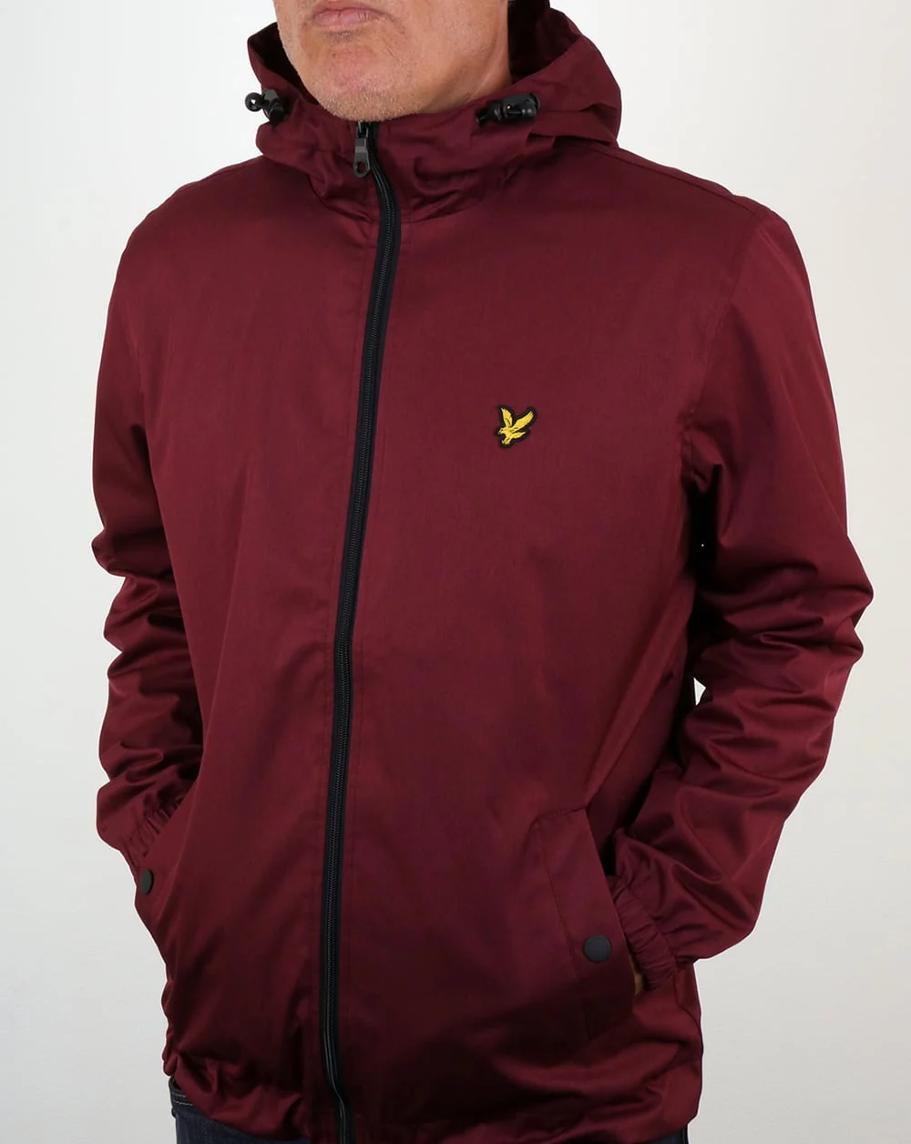 Lyle And Scott Zip Through Hooded Jacket Claret Marl - Image 3
