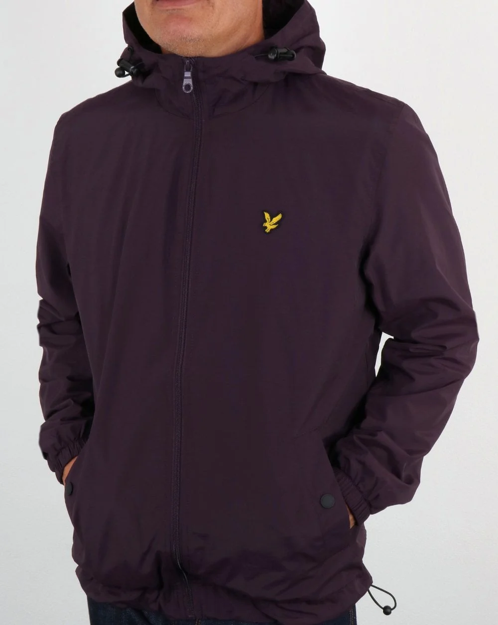 Lyle And Scott Zip Through Hooded Jacket Deep Plum - Image 3