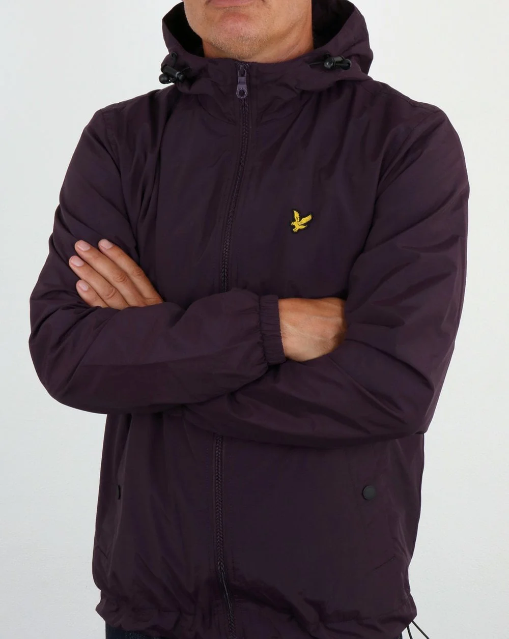 Lyle And Scott Zip Through Hooded Jacket Deep Plum - Image 4