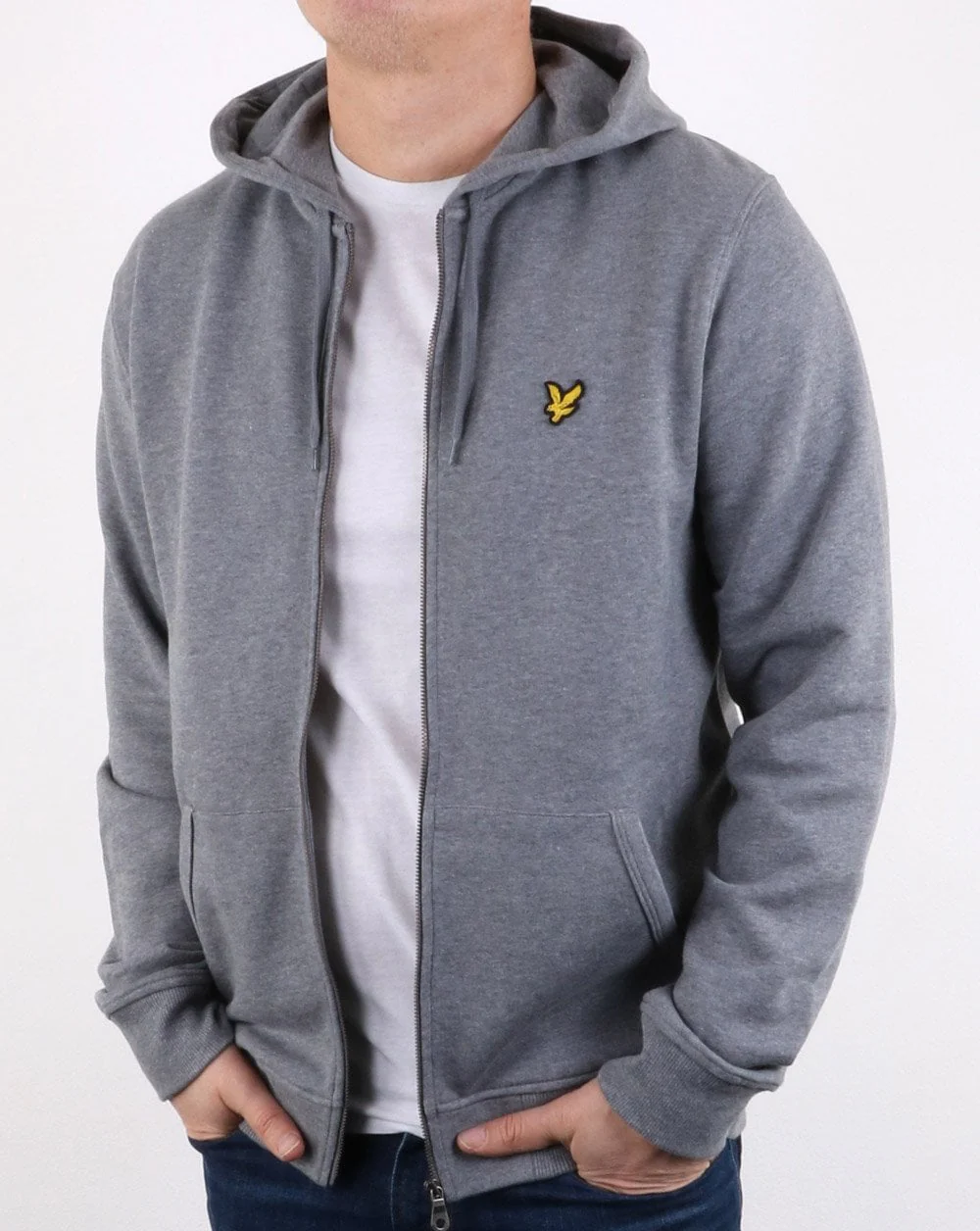 Lyle And Scott Zip Through Hoodie Mid Grey Marl