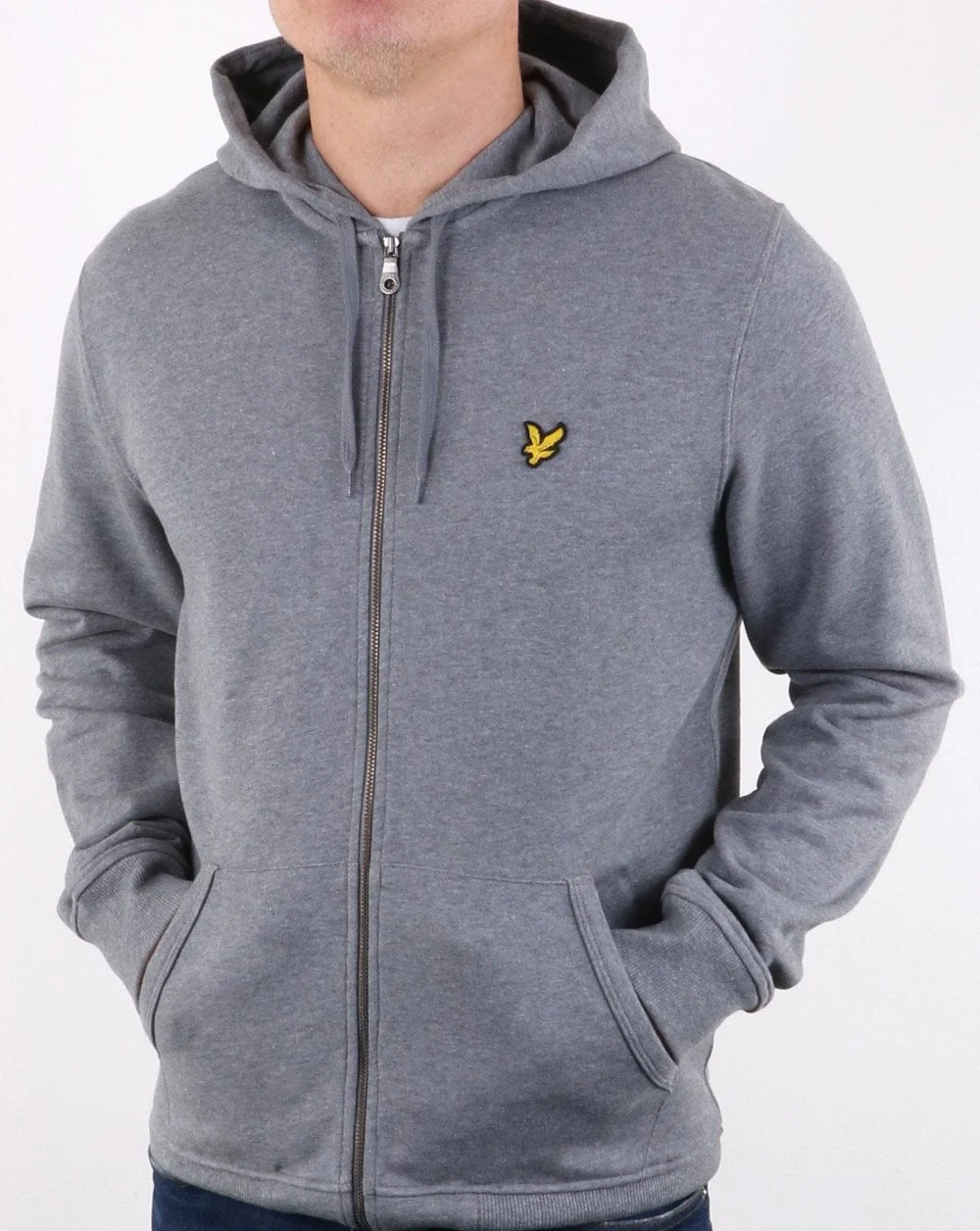 Lyle And Scott Zip Through Hoodie Mid Grey Marl - Image 3