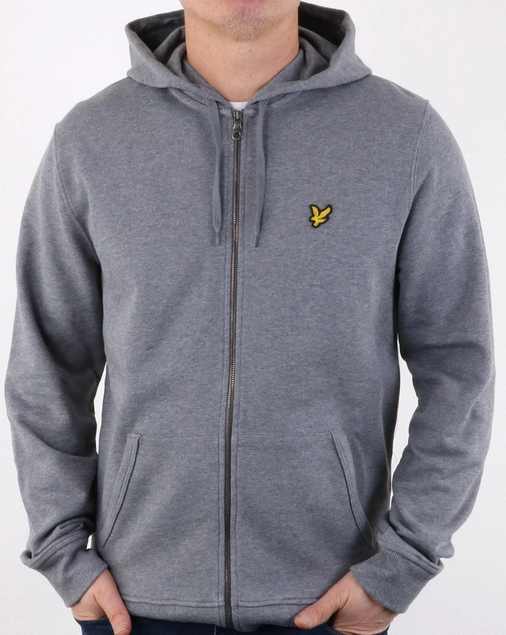 Lyle And Scott Zip Through Hoodie Mid Grey Marl - Image 4